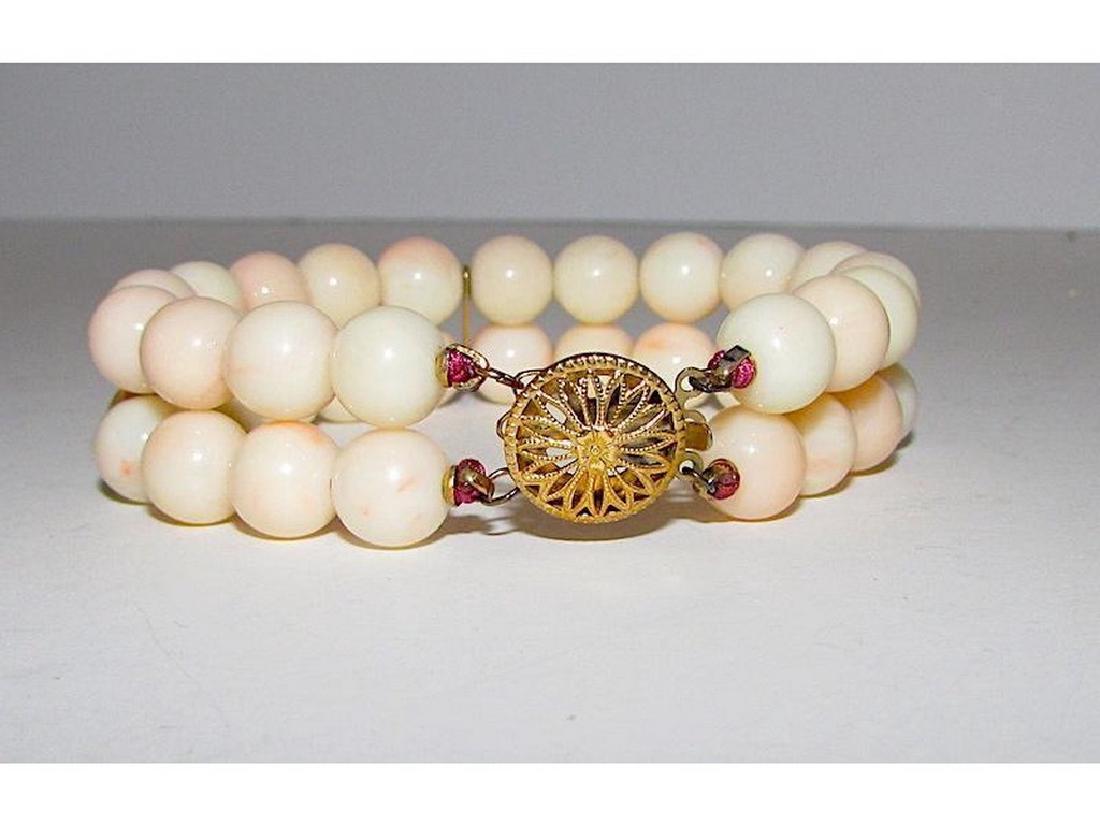Victorian Angel Skin Coral 12K GF 9mm Beaded Bracelet (1 of 3)