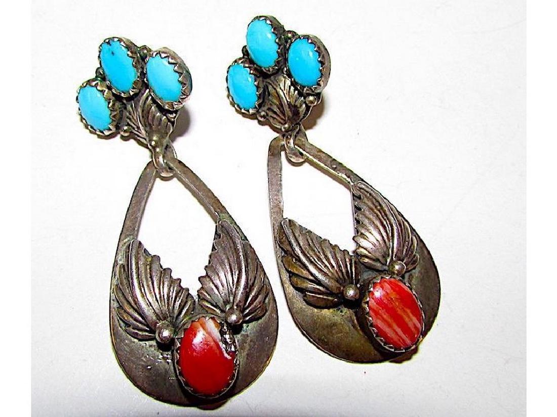 Old Pawn Navajo Sterling Silver Turquoise Spiny Oyster (1 of 2)