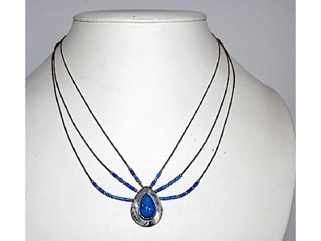 Native American Zuni Sterling Silver Lapis Necklace (1 of 1)