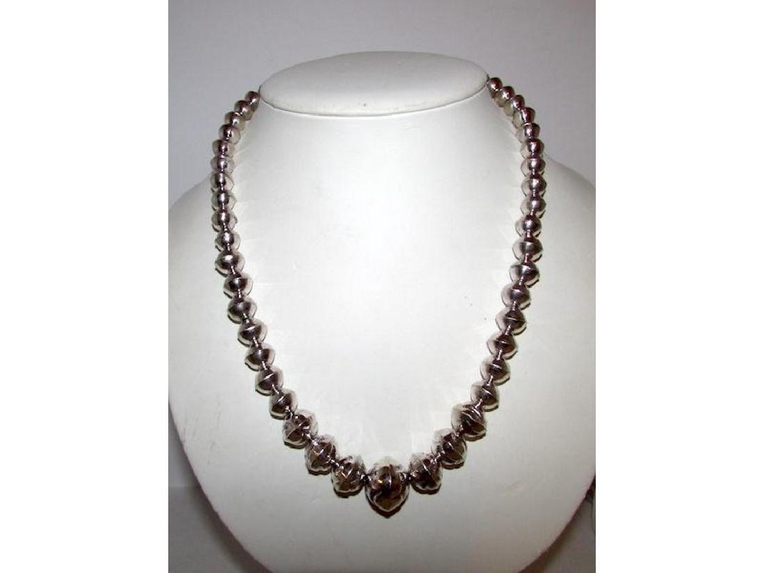 Native American Navajo Sterling Silver Beaded Necklace (1 of 3)