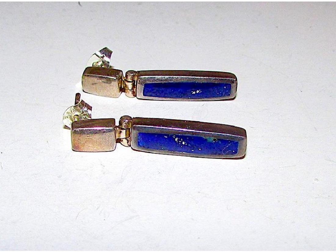 Deco Sterling Silver Lapis Lazuli Pierced Dangle (1 of 2)