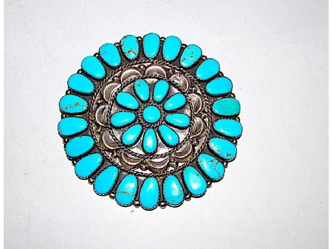 Vintage Navajo Sterling Silver Turquoise Rosette (1 of 4)