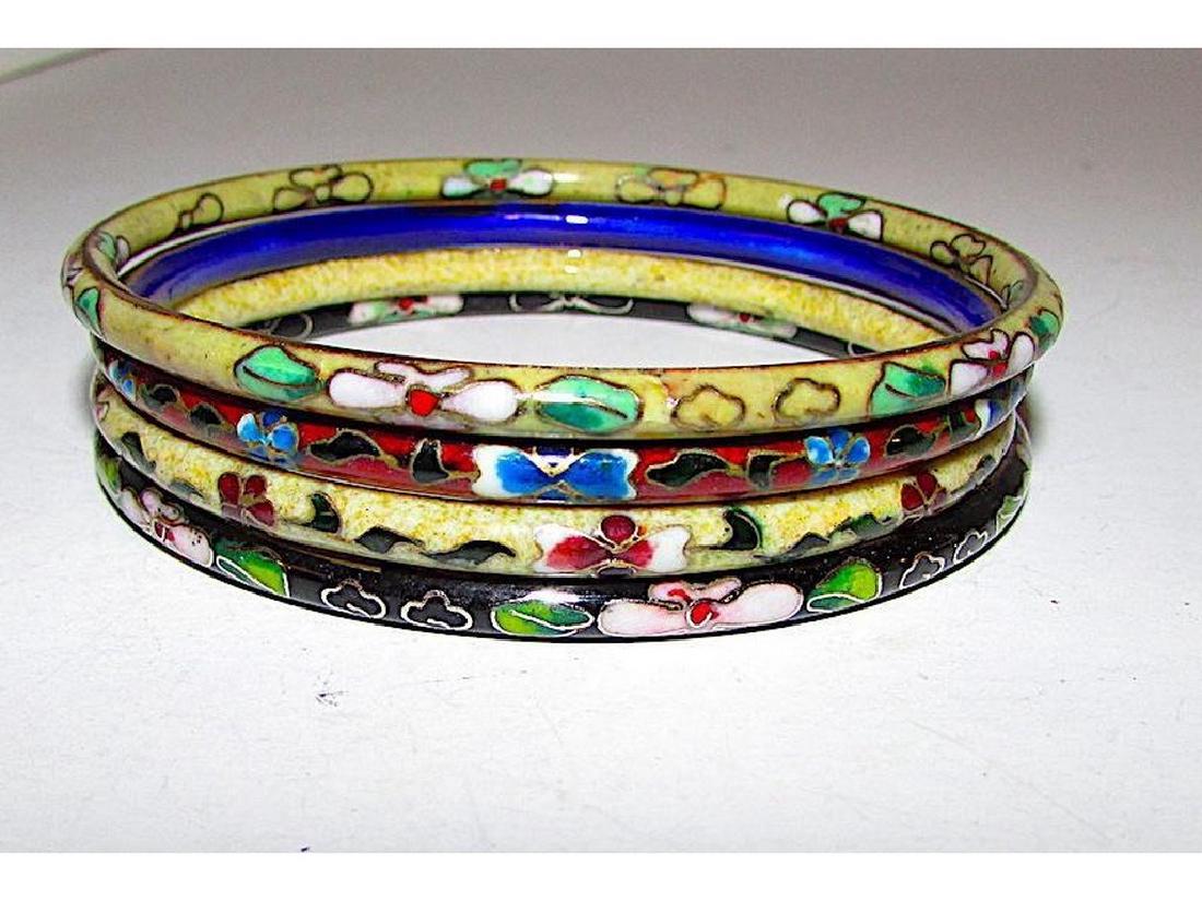 Cloisonne Oriental Chinese Bangle Bracelets Set of 4 (1 of 1)