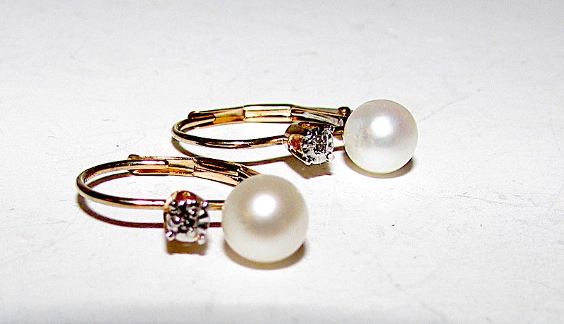 14K Gold Akoya Pearl Diamond Earrings (1 of 1)