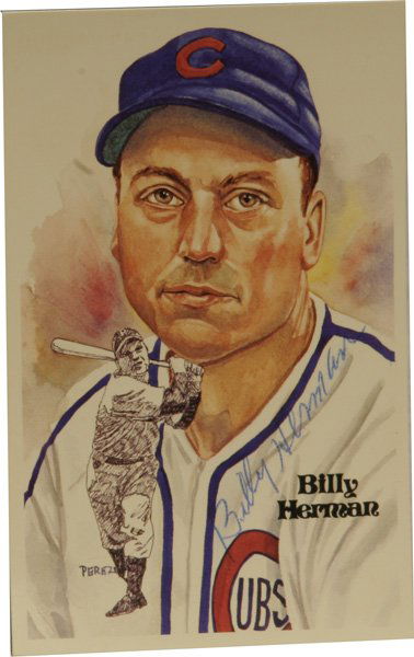 Billy Herman Autographed Baseball Card.: From the Perez Steele series. Size: 3" x 5". Cond: Excellent to near mint.