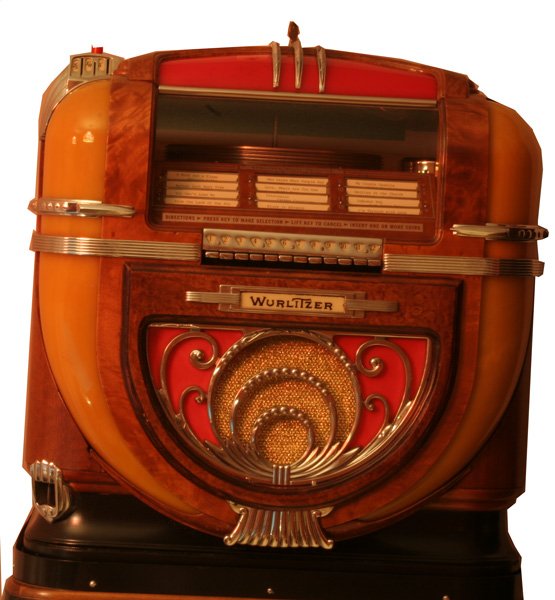 Wurlitzer Model 71 Jukebox.: Very rare machine that operates on 78 records. Extremely rare to find the original stand which will be sold in the following lot. Cond: Professionally restored and in excellent working order.
