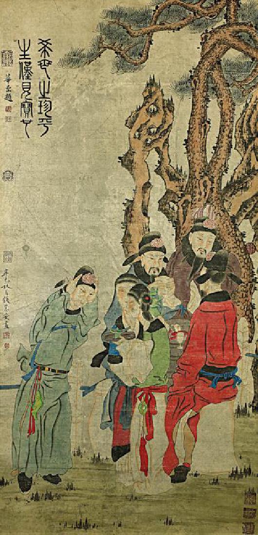 CHINESE SCROLL PAINTING OF SCHOLARS (1 of 2)