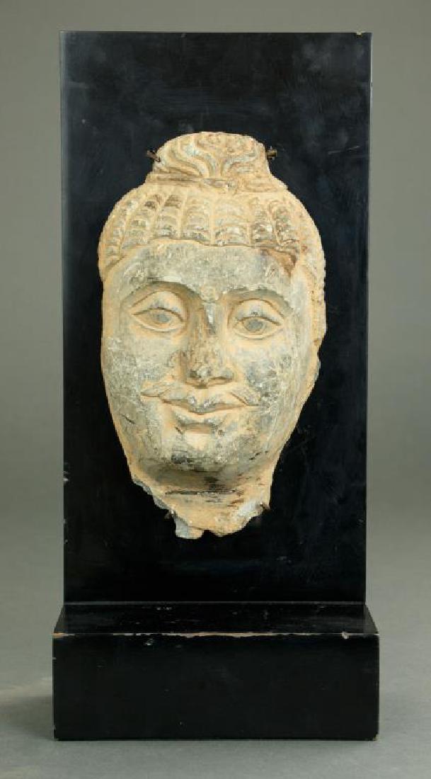 ANTIQUE CARVED STONE FRAGMENT OF BUDDHA HEAD (1 of 1)