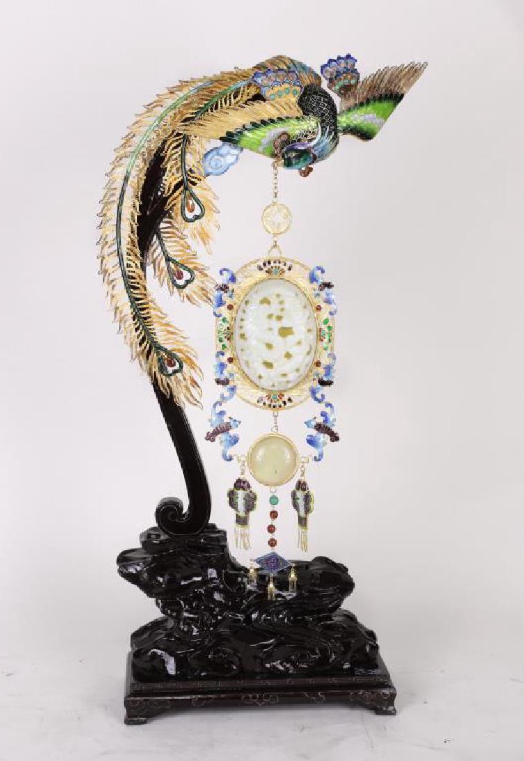 CLOISONNE PHOENIX WITH JADE PENDENT (1 of 3)