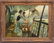 FRAMED OIL PAINTING ON CANVAS OF FRIENDS GATHERING