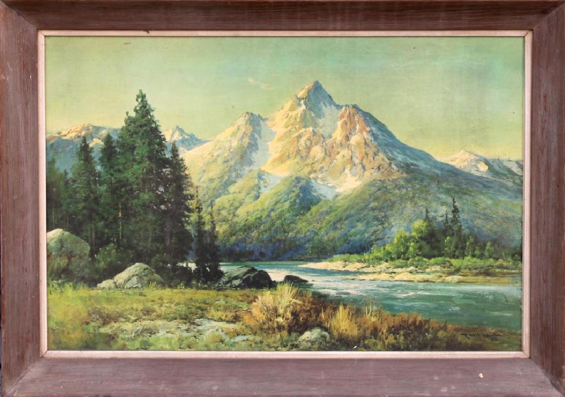 FRAMED OIL PAINTING OF EVENING IN THE TETONS (1 of 2)