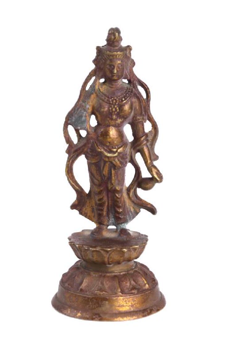 GILT ANTIQUE BRONZE FIGURE OF  A TIBETAN BUDDHA (1 of 2)