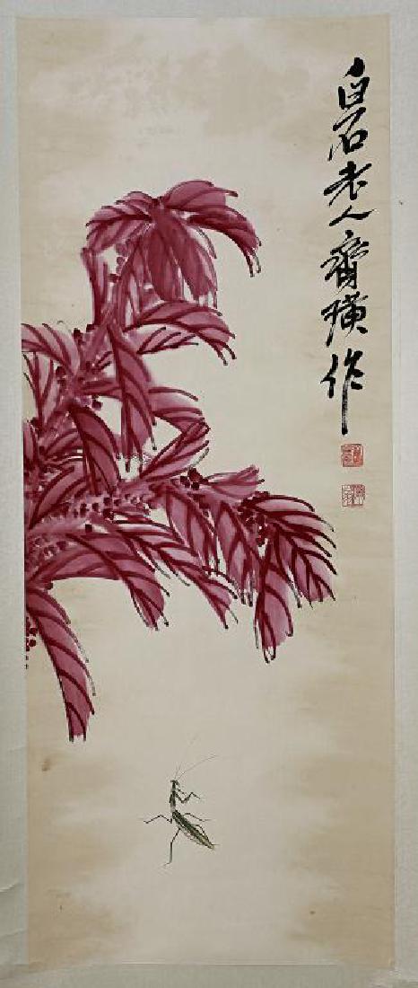 CHINESE SCROLL PAINTING OF A PRAYING MANTIS (1 of 3)
