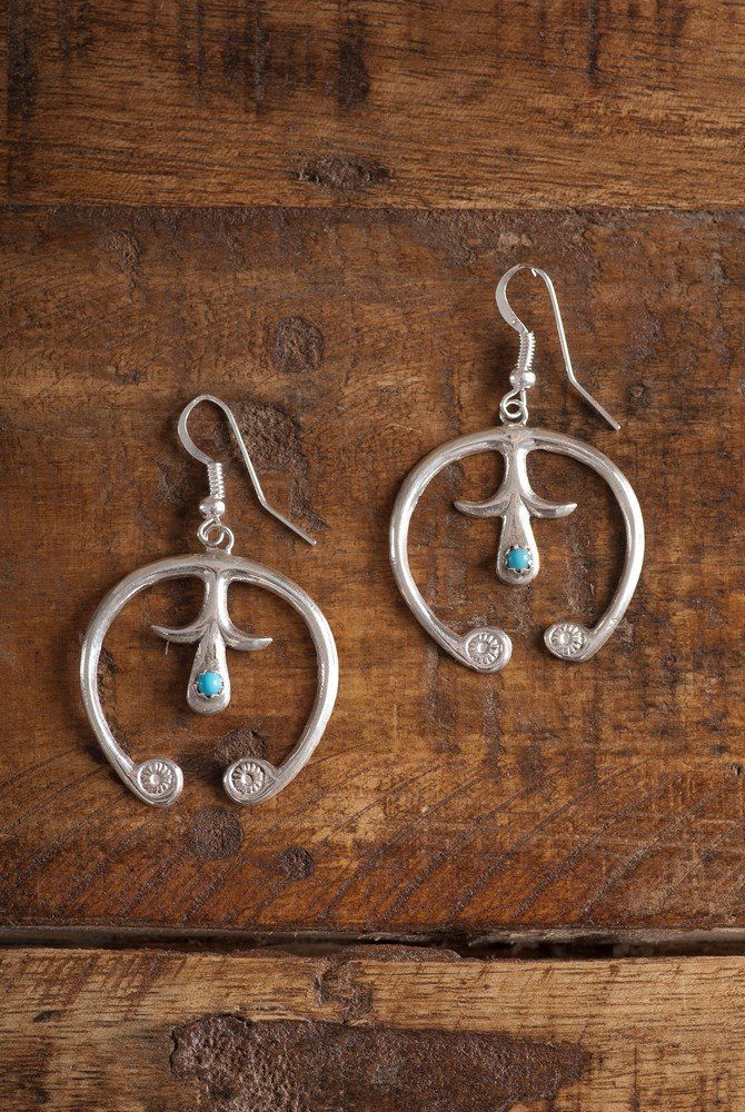 Navajo Made Sterling Silver Squash Blossom Earrings (1 of 2)