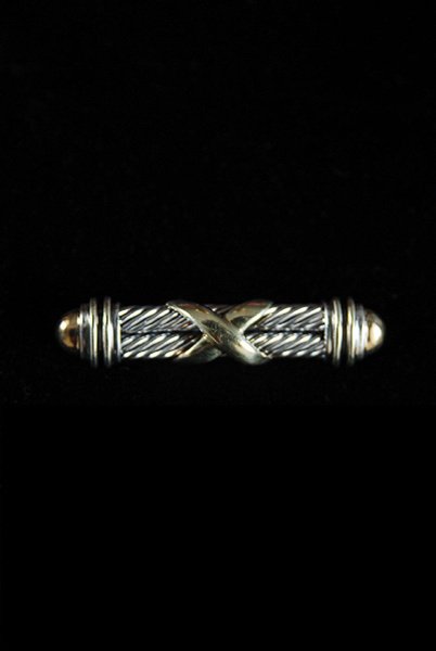 David Yurman Sterling Silver & Gold Cable Tie Bar: Designer: David Yurman Material: Silver and Gold