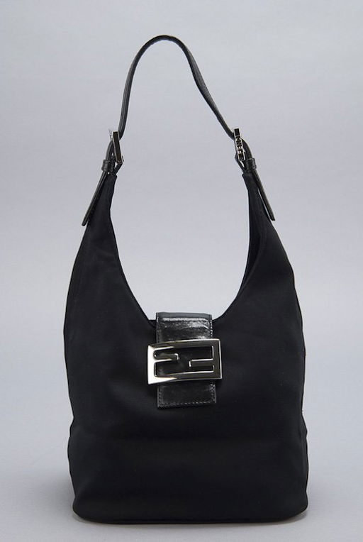 Fendi Vintage Black Satin Hobo Bag