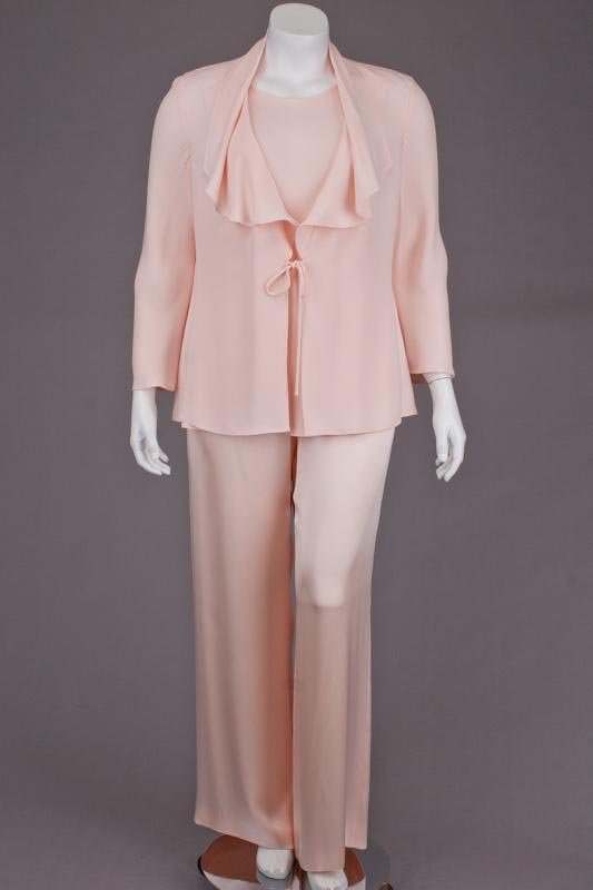Escada Couture Pink Silk Sweater, Tank Top & Pant Suit: Designer: Escada Fabric: Silk