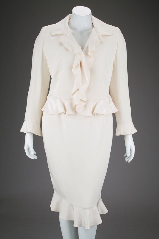 New Escada Silk Ruffle Jacket & Skirt Suit (14/44): Designer: Escada Fabric: Silk