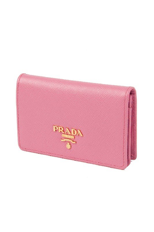 New Prada Bubble Gum Pink Credit Card Snap Wallet: Designer: Prada Style: Credit Card Wallet Color: "Geranio" Bubble Gum Pink *2014 Collection* Saffiano leather body Signature gold tone logo on front Snap closure Measures: 4.25" x