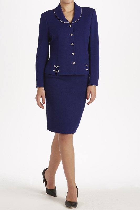 St John Knits Evening Blue Santana Knit Skirt Suit (8) (1 of 2)