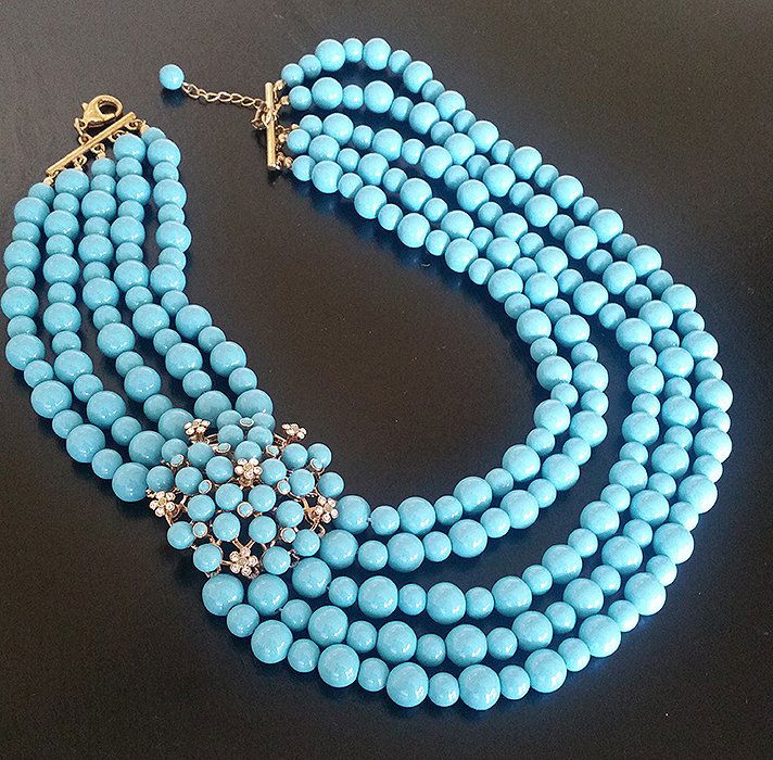 Beautiful! Turquoise color Beaded Multi Strand Necklace (1 of 4)