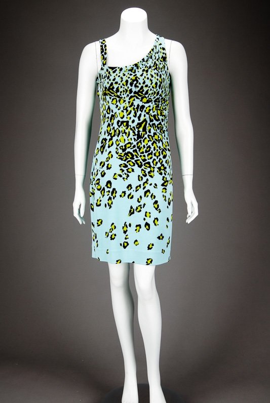 Diane von Furstenberg Aqua & Green Leopard Dress (6) (1 of 1)