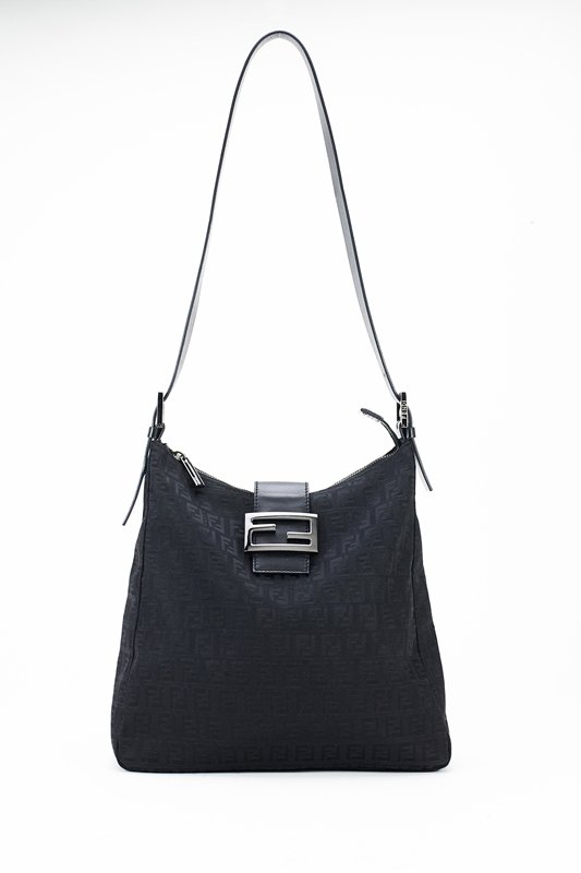 Fendi Black Monogram Zucchino Shoulder Bag (1 of 5)