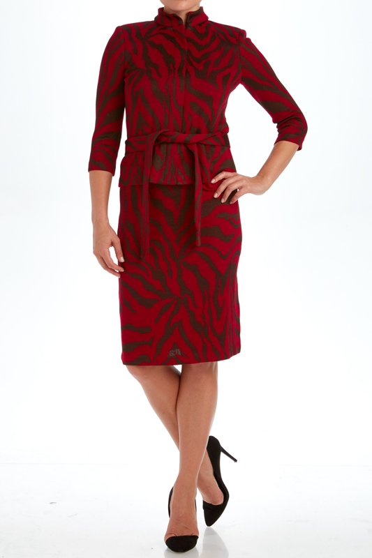 St John Knits Collection Red Santana Knit Skirt Suit (1 of 3)