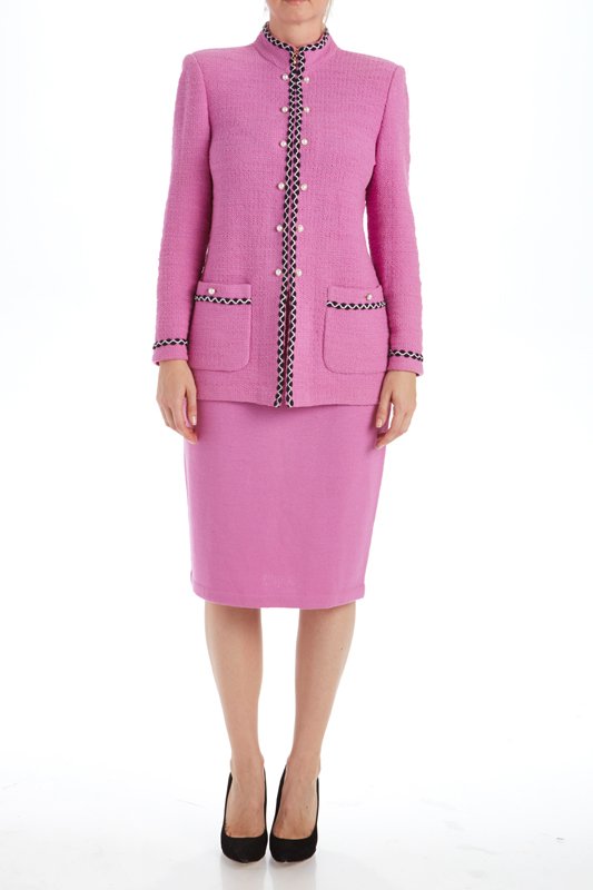 St John Knits Collection Pink Knit Skirt Suit (8/10) (1 of 2)