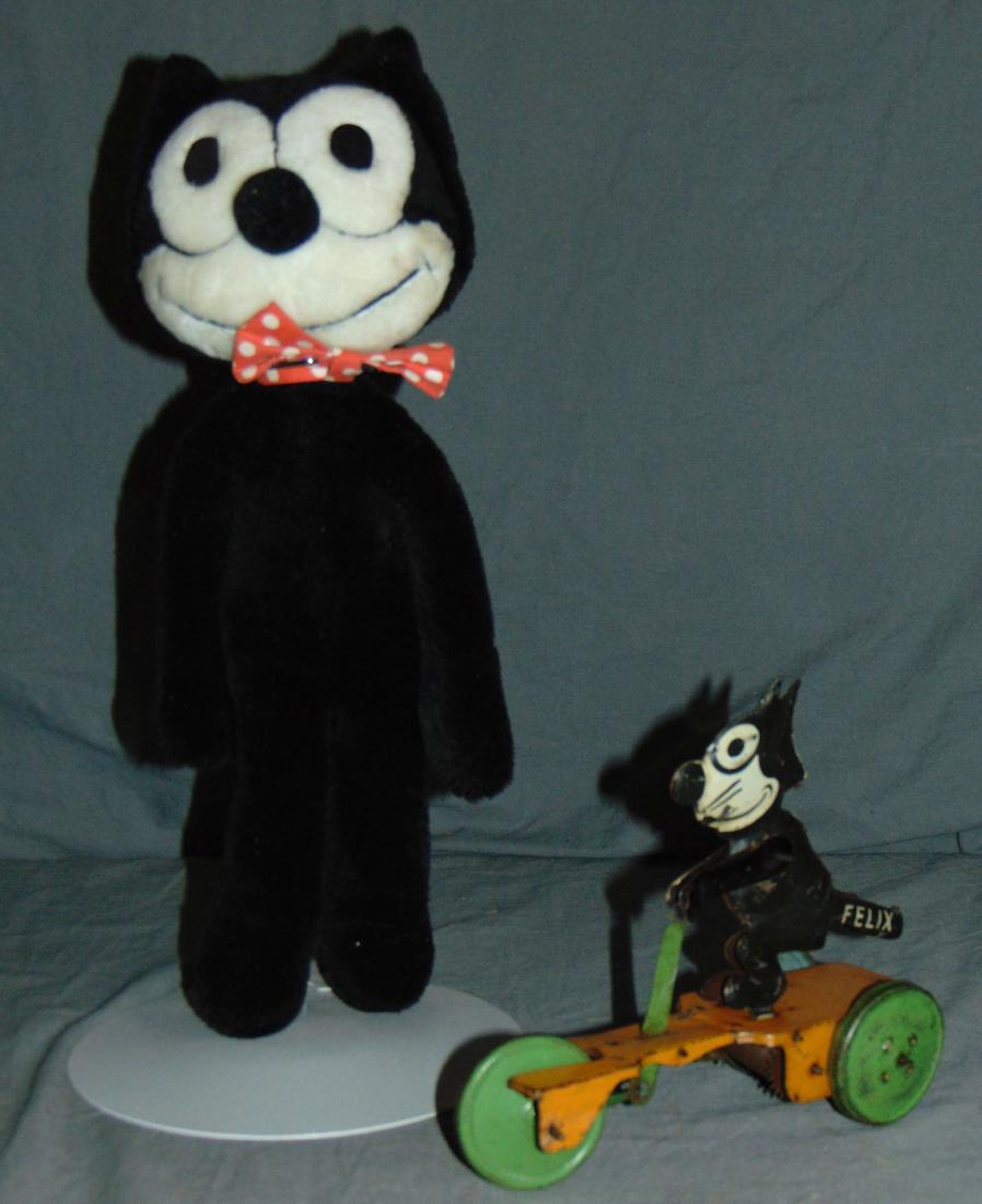 Tin Litho Windup Felix the Cat Scooter Toy & Doll (1 of 3)
