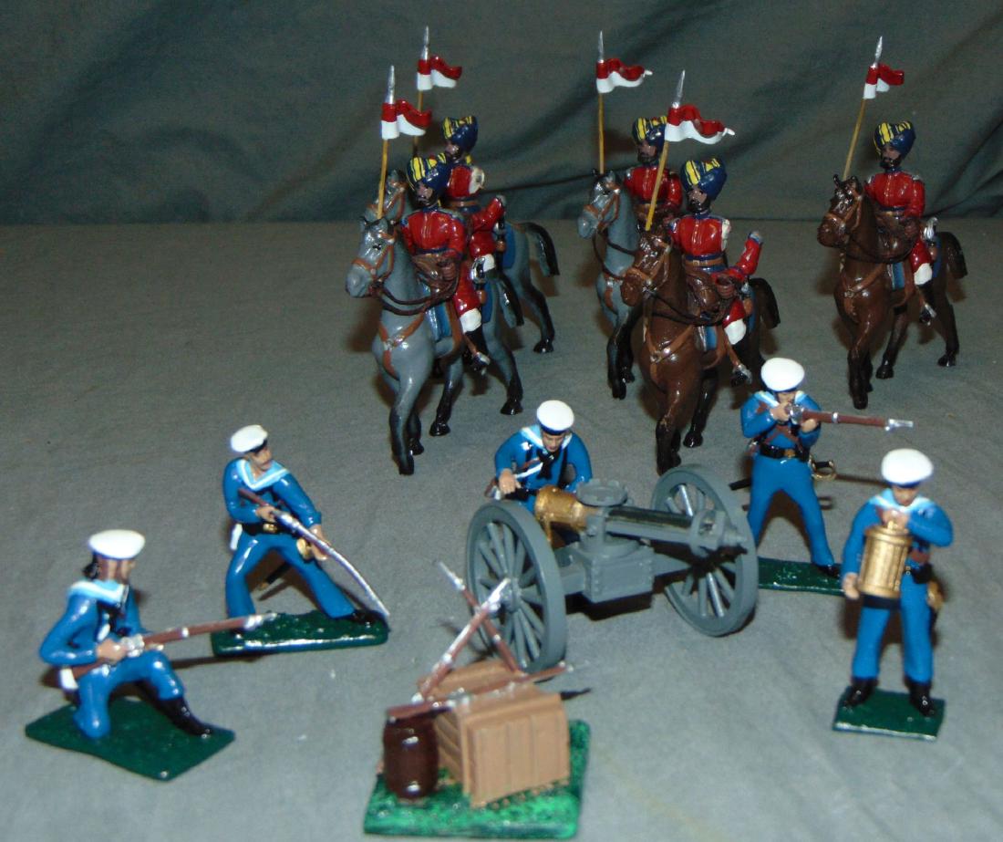 Somerset Limited Lot of (12) pieces: Lot includes Quartermaster Zulu War (5) British Sailors and Gatling Gun & 4th Bengal Lancers (5)pieces. Not in original boxes.
