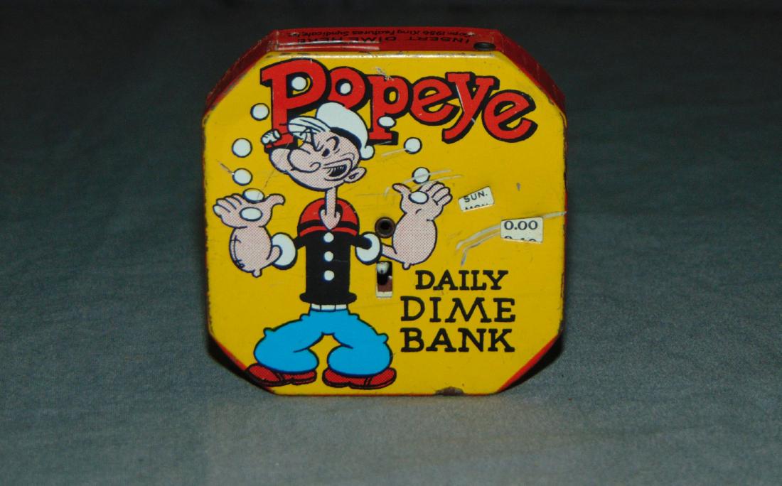Tin Litho Popeye Daily Dime Bank (1 of 4)