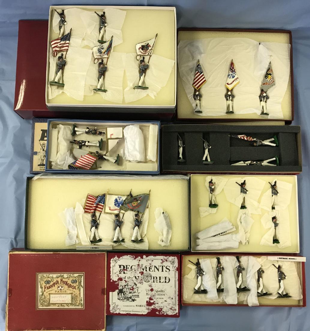 West Point Cadet Color Guard Lot.: 11 sets by various makers all boxed. Includes Trophy, Blenheim, Mignot, Britains, Alymer etc.