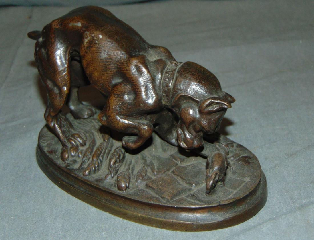 Bronze of a Boxer Dog & Mouse, Signed Trodoux (1 of 6)