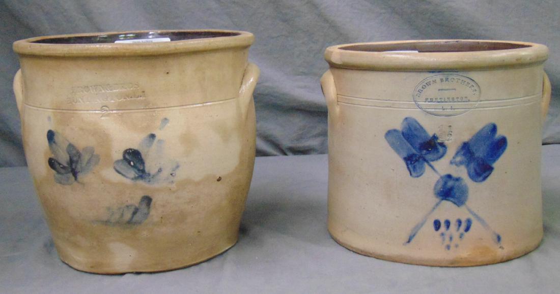 Pair of Brown Brothers Stoneware Crocks. (1 of 9)