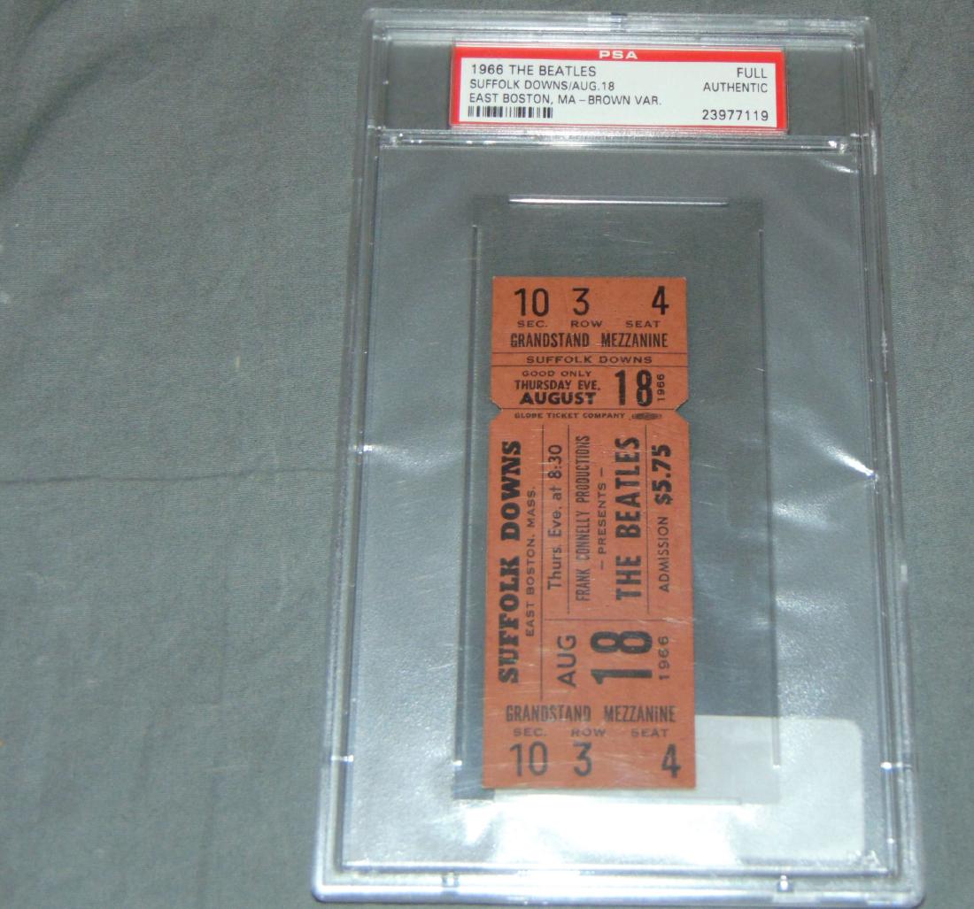 1966 The Beatles, Suffolk Downs Unused Full Ticket (1 of 3)
