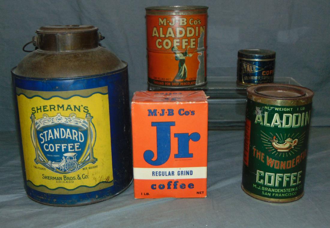 Lot of Five Mixed Coffee Tins. (1 of 11)