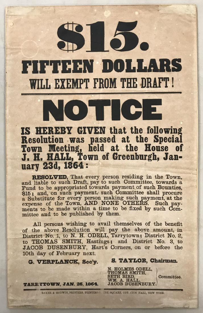 Civil War Draft Broadside, New York 1864 (1 of 5)