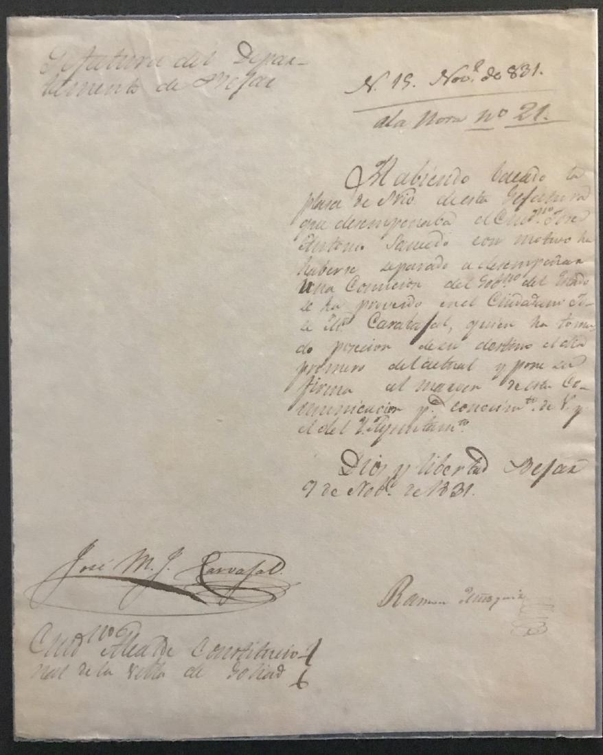 Ramon Musquiz Autographed Document 1831 (1 of 3)