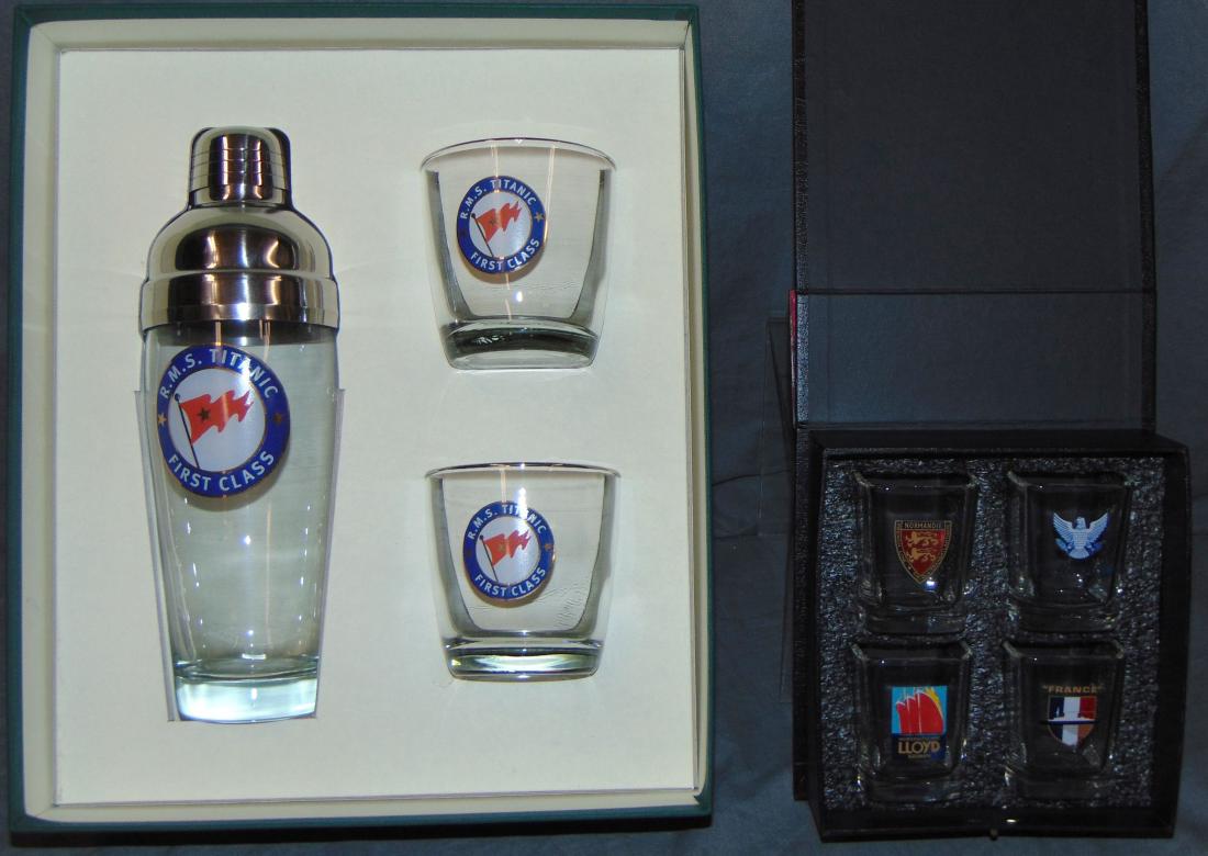 2 Sets of Commemorative Ocean Liner Glasses (1 of 3)