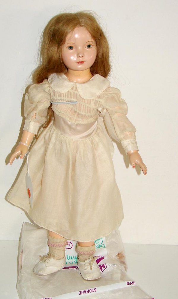 20" DEWEES COCHRAN "AMERICAN CHILD": "AMERICAN CHILD", WITH ORIGINAL CLOTHES, PAINTED EYES, COMPOSITION DOLL BY EFFANBEE. BODY MARKED ANN SHIRLEY. BODY MAYBE REPAINTED.