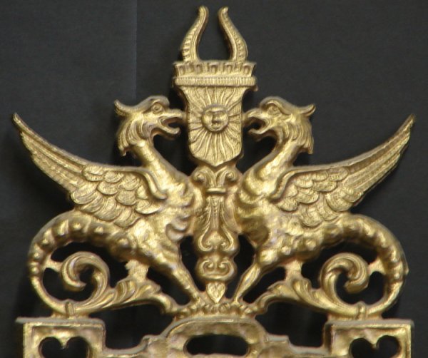 PAIR ANTIQUE BRONZE GRIFFON SCONCES - 4
