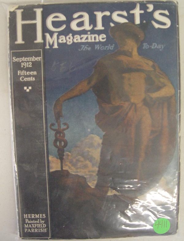 1912 HEARST'S MAGAZINE MAXFIELD PARRISH COVER: SEPTEMBER 1912 NO.135. BOTH COVERS ARE PRESENT APPEARS TO BE COMPLETE. SOME WEAR AROUND THE EDGES.