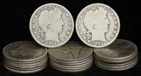 20 BARBER HALF DOLLARS