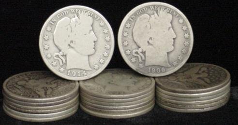 20 BARBER HALF DOLLARS