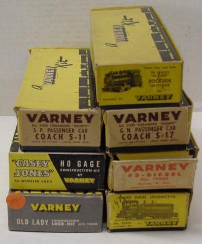 LOT OF 7 VARNEY TRAIN KITS: LOT OF 7 VARNEY TRAIN KITS BOXED INCL. "OLD LADY", "CASEY JONES", YARD DIESEL, F-3 DIESEL DUMMY.