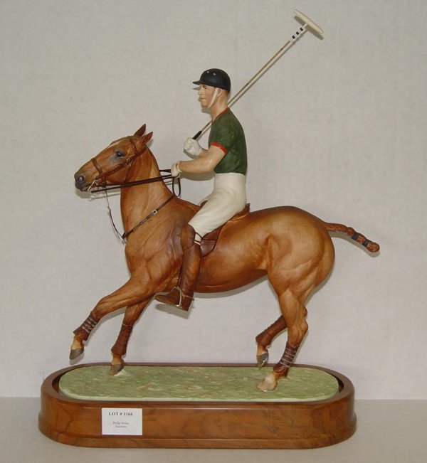 1968 DORIS LINDNER DUKE OF EDINBURGH FIGURINE: ORIGINAL ROYAL WORCESTER FIGURINE TITLED "H.R.H. THE DUKE OF EDINBURGH", 1968, MODELLED BY DORIS LINDER. EDITION OF 750. INCISED MARK OF 224. COMPLETE WITH WOOD PLINTH BASE. STANDS APPROX. 15-1/2" HIG