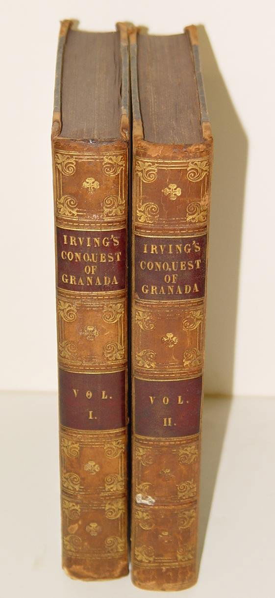 IRVING. CONQUEST OF GRANADA: London: John Murray, 1829., 1829. In two volumes. First English edition. (text varies from the U.S. edition). Tall 8vo., cont. half calf, marble boards, raised bands, gilt compartments, leather labels