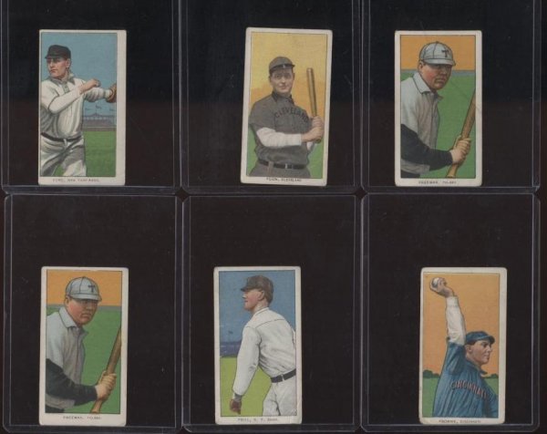 BASEBALL T-206 LOT OF SIX CARDS.