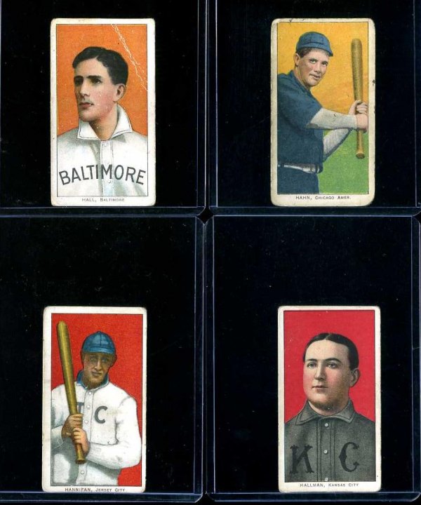 BASEBALL T-206 LOT OF FOUR CARDS.